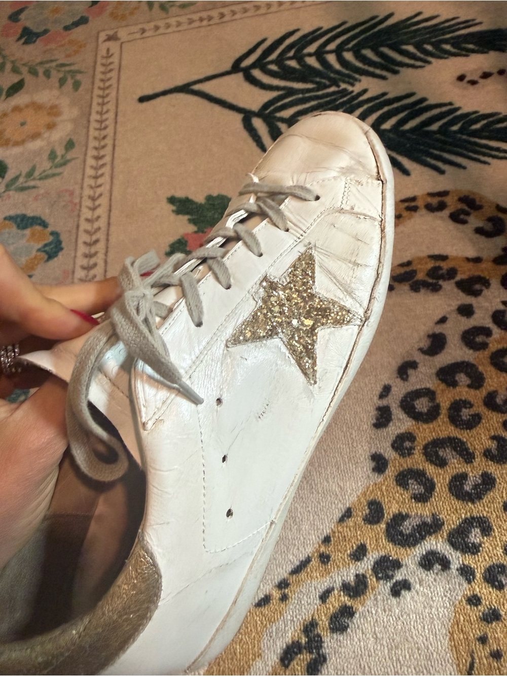 Golden Goose White Leather Sneakers with Gold Star - Size 41 - Picture 8 of 9